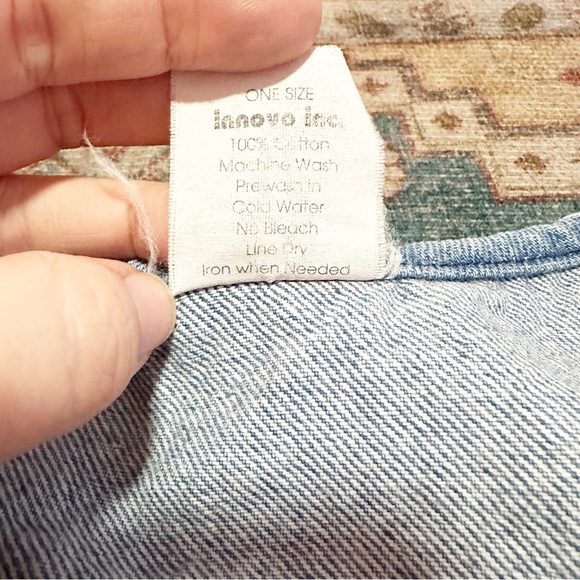 Y2K Denim vest with white embroidered accents one size - Picture 5 of 13